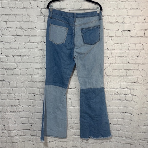 Altar'd State Patchwork Blue Denim Flare Jeans Size 29 - Picture 5 of 10